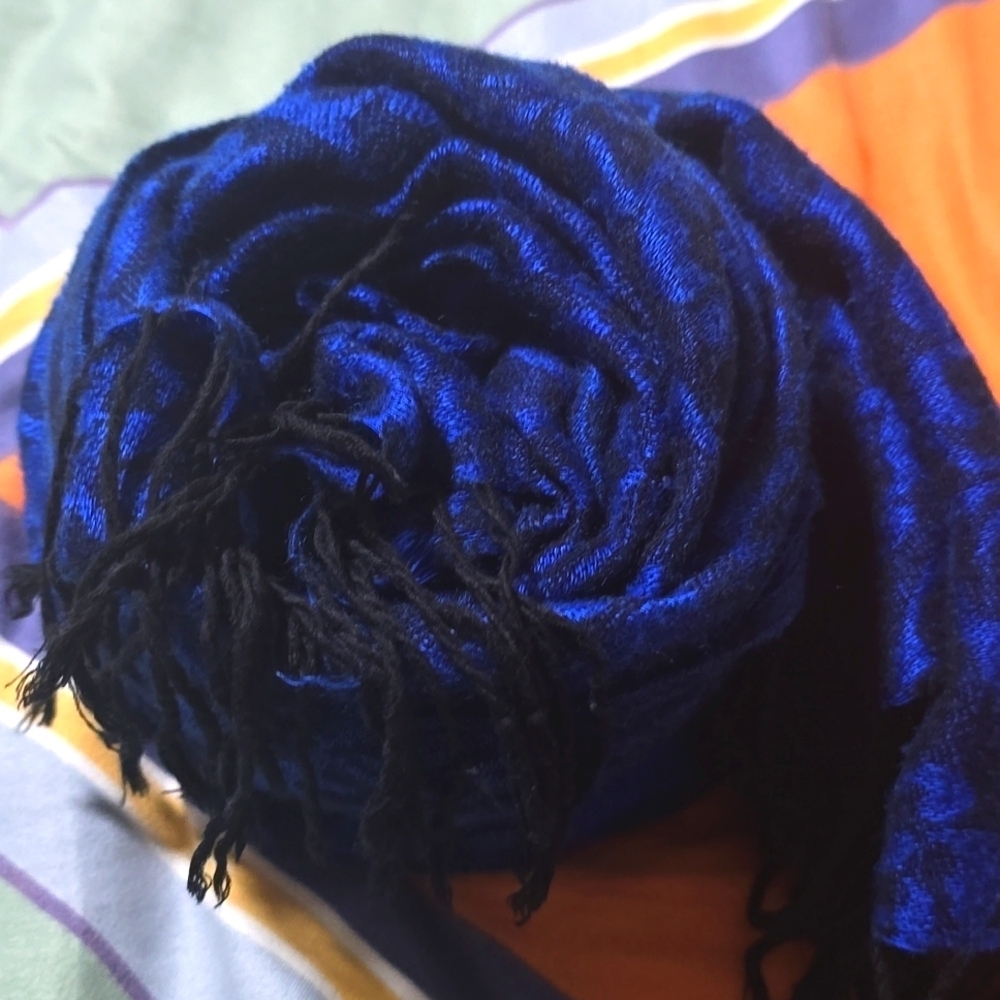 Women's bright blue scarf 73 × 27.5 inches